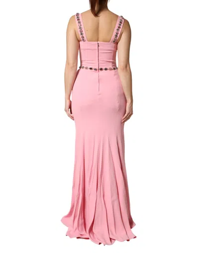 Pre-owned Dolce & Gabbana Pink Embellished Sheath Mermaid Gown Women's Dress ()