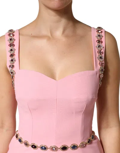 Pre-owned Dolce & Gabbana Pink Embellished Sheath Mermaid Gown Women's Dress ()