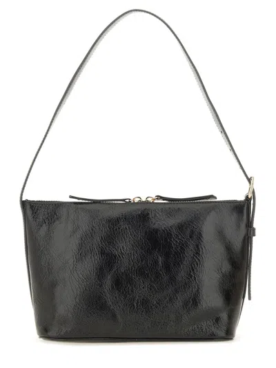 Apc A.p.c. Calfskin Shoulder Bag With Top Handle In Black