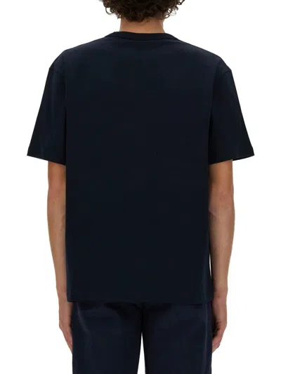 Apc A.p.c. A.p.c. Blue T-shirt With Embroidered Logo In Black
