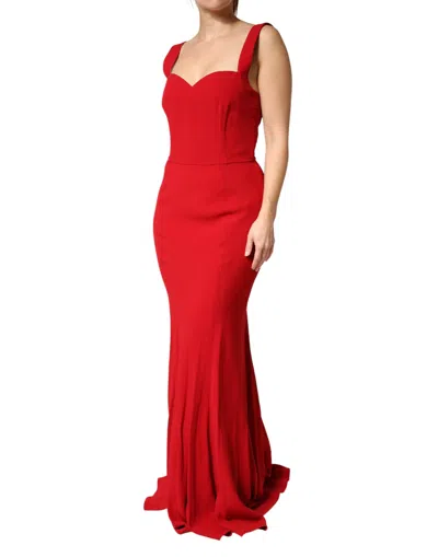 Dolce & Gabbana Red Viscose Sheath Mermaid Long Gown Dress In Red