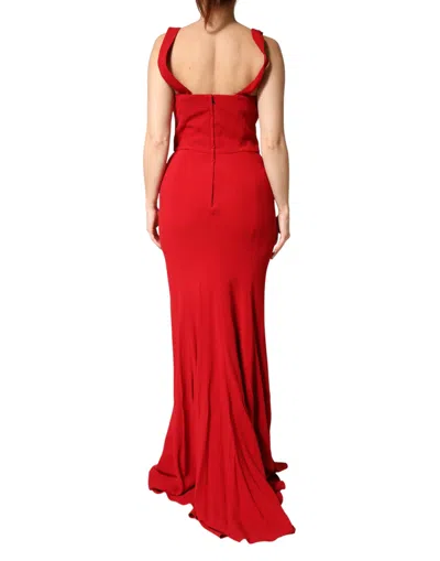 Dolce & Gabbana Red Viscose Sheath Mermaid Long Gown Dress In Red