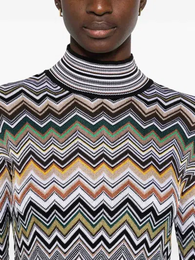 Missoni Midi Dress With Chevron Design And Long Sleeves In Multi