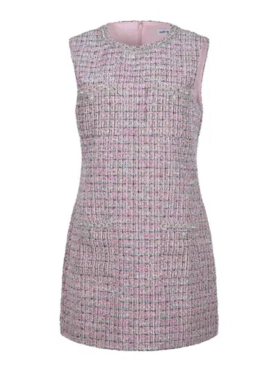 Self-portrait Dress Made Of Mixed Wool In Nude