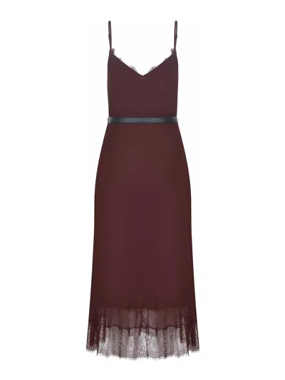 Self-portrait Dress Made Of  Viscose In Brown