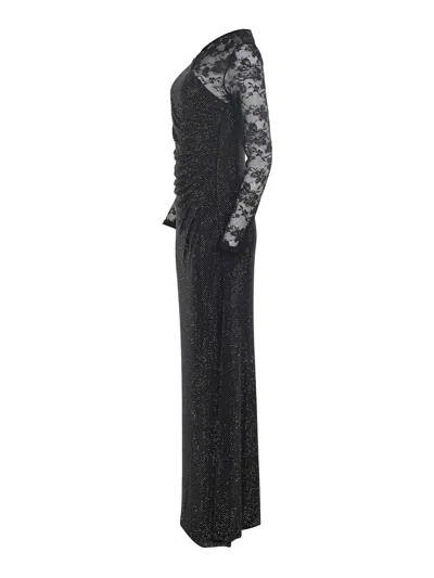 Self-portrait Dress Made Of Polyester Blend In Black