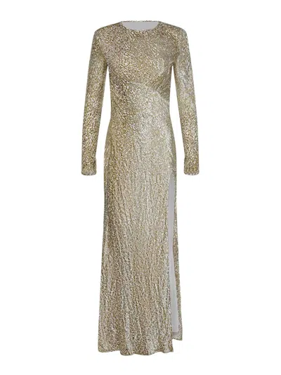 Self-portrait Dress Made Of A Silk Blend In Gold