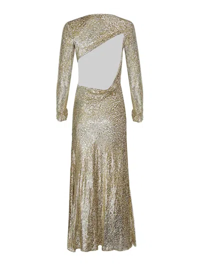 Self-portrait Dress Made Of A Silk Blend In Gold