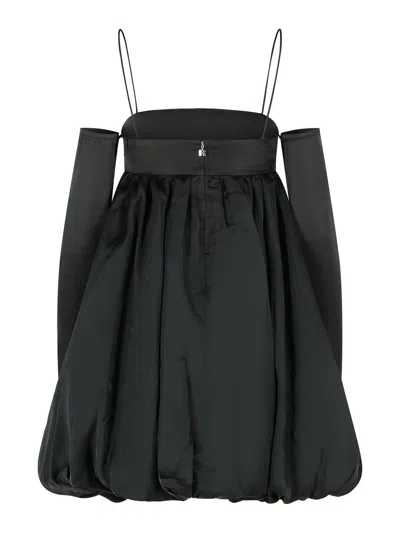 Rotate Birger Christensen Balloon Dress In Black Polyester In Black