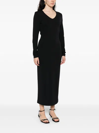 Emporio Armani Midi Dress Featuring Knot Detail And Open Design In Black