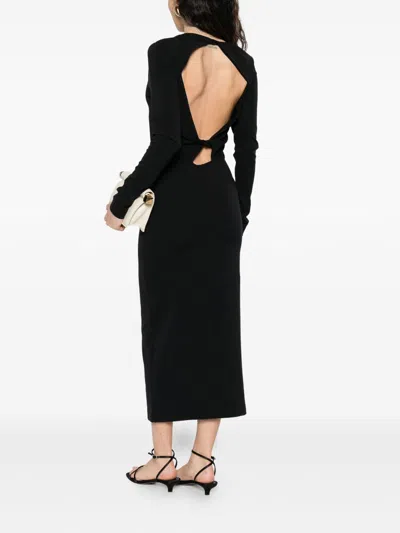Emporio Armani Midi Dress Featuring Knot Detail And Open Design In Black