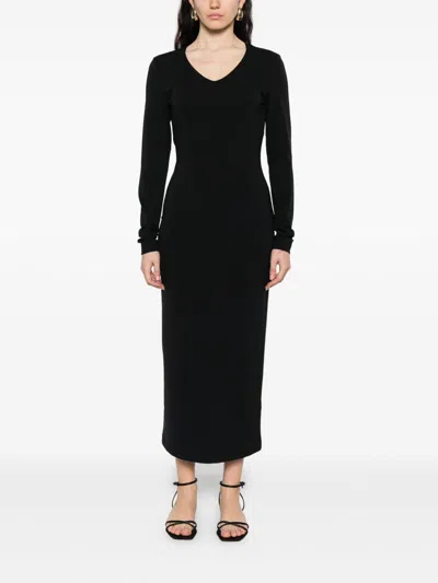 Emporio Armani Midi Dress Featuring Knot Detail And Open Design In Black