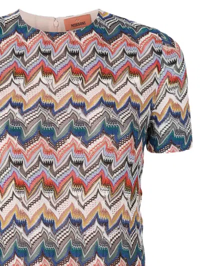 Missoni Short Dress With Half Sleeves In Embroidered Lace In Multi