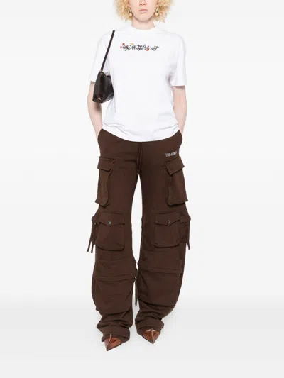 Off-white Bookish Flowers Cotton T-shirt In Multi