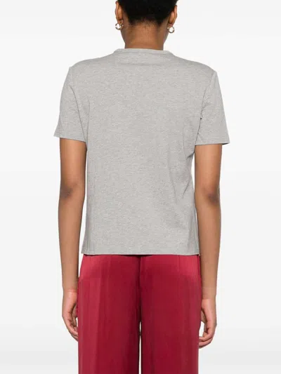 Tory Burch Logo Cotton T-shirt In Gray