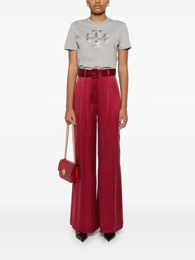 Tory Burch Logo Cotton T-shirt In Gray