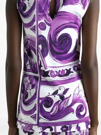 Dolce & Gabbana Women Maiolica Print Tank Top In Purple