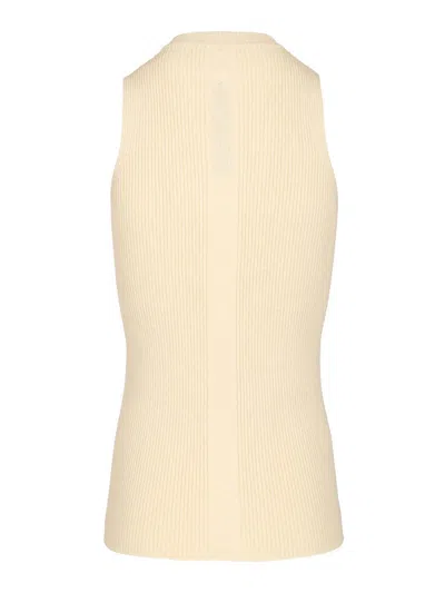 Rick Owens Tank In Ribbed Wool Knit Knitwear White In Neutral