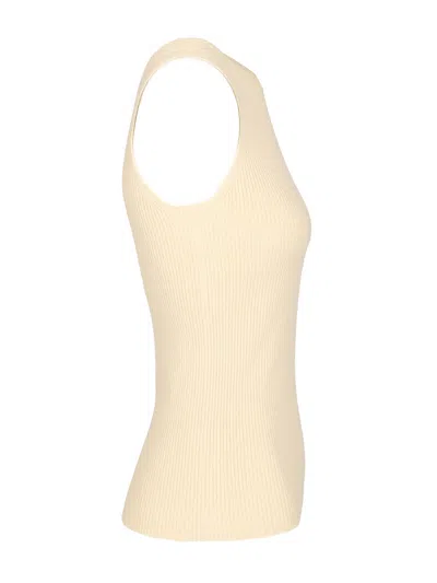 Rick Owens Tank In Ribbed Wool Knit Knitwear White In Neutral