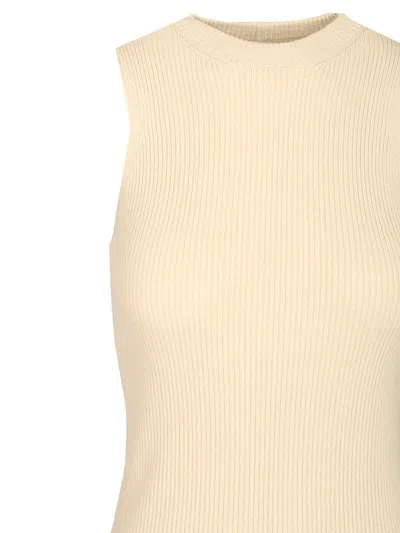 Rick Owens Tank In Ribbed Wool Knit Knitwear White In Neutral