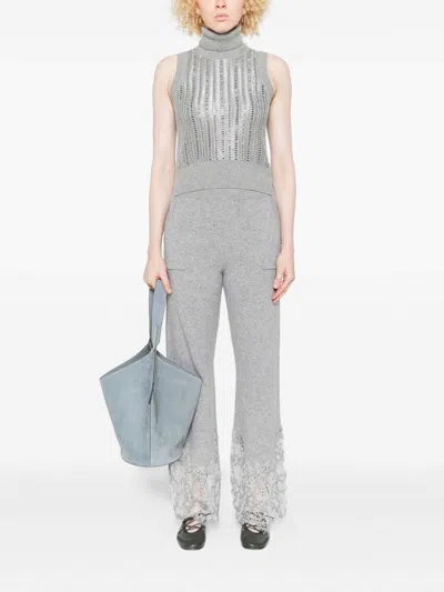 Ermanno Scervino Metallic Turtleneck Sleeveless Tank Top In Gray