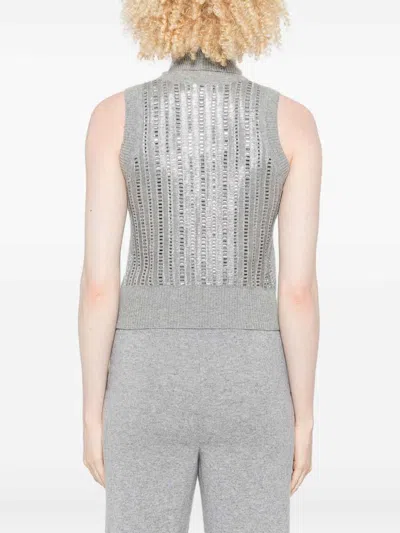 Ermanno Scervino Metallic Turtleneck Sleeveless Tank Top In Gray
