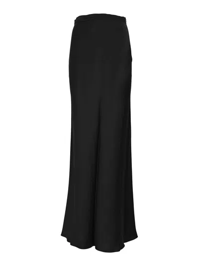 Max Mara Flowing Rimini Skirt In Viscose Satin In Black