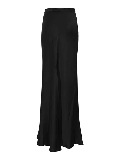 Max Mara Flowing Rimini Skirt In Viscose Satin In Black