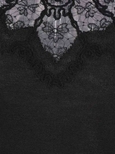 Ermanno Scervino Lace-insert Turtleneck Top In Black