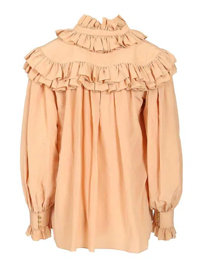 Chloé Oversized Ruffle Top In Neutral