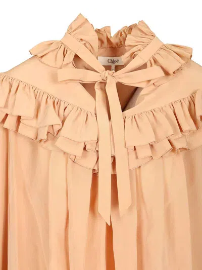 Chloé Oversized Ruffle Top In Neutral