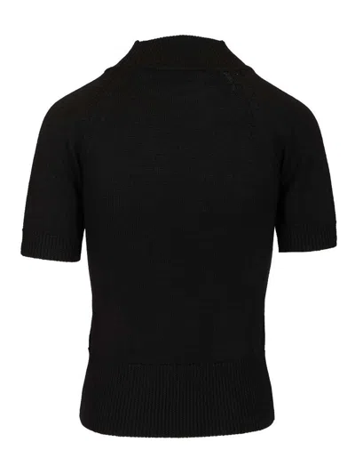 Vivienne Westwood Fitted Short Puff Sleeve Sweater With Embroidered Emblem In Black