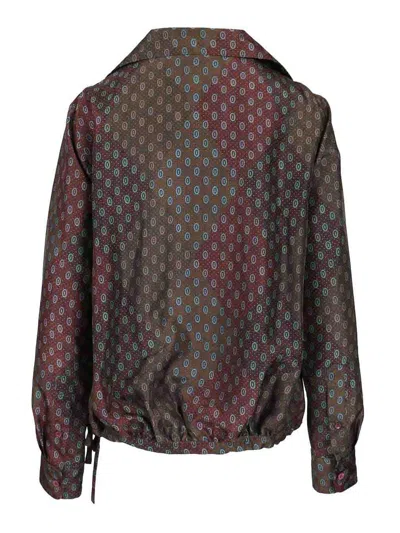 Dries Van Noten Printed Habotai Silk Blouse In Green