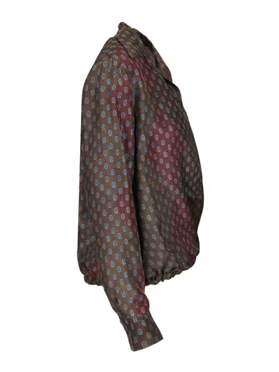 Dries Van Noten Printed Habotai Silk Blouse In Green