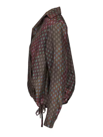 Dries Van Noten Printed Habotai Silk Blouse In Green