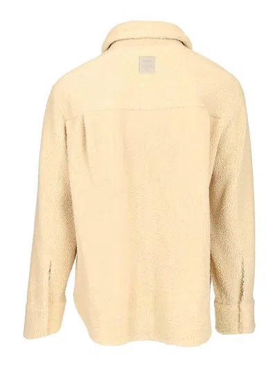 Loewe Shearling Overshirt Shirts White In Multi
