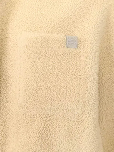 Loewe Shearling Overshirt Shirts White In Multi