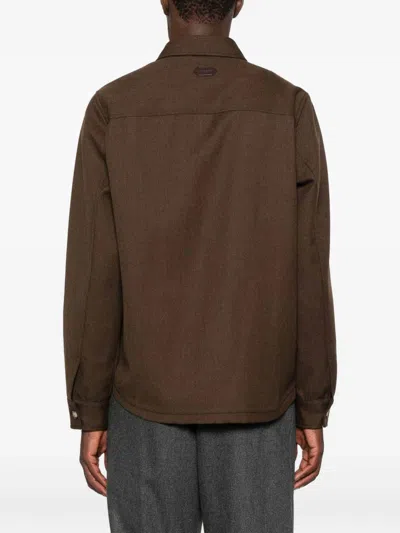 Jacob Cohen Wool Shirt Jacket With Long Sleeves And Collar In Animal Print