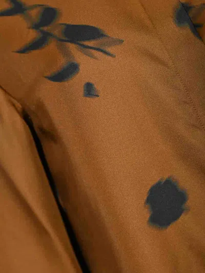 Max Mara Eraclea Silk Shirt With Floral Print In Brown