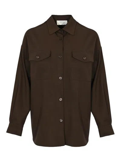 Weekend Max Mara Firmina Shirt In Levantine Wool In Brown
