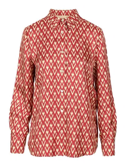 Valentino Toute La V Twill Shirt In Red