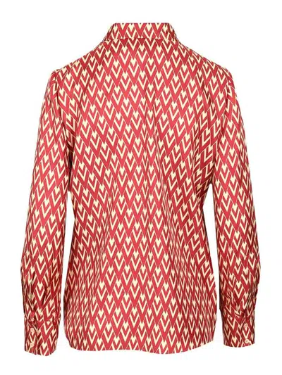 Valentino Toute La V Twill Shirt In Red