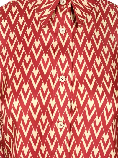 Valentino Toute La V Twill Shirt In Red