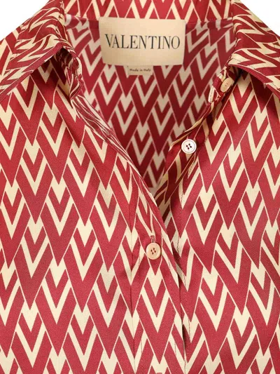 Valentino Toute La V Twill Shirt In Red