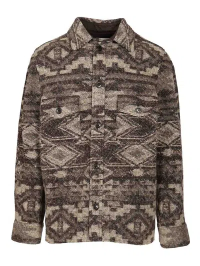 Isabel Marant Textured Wool-blend Jacket With Geometric Pattern In Brown