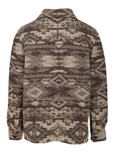 Isabel Marant Textured Wool-blend Jacket With Geometric Pattern In Brown