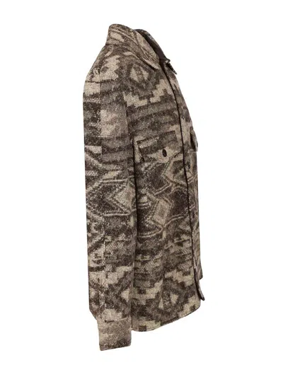 Isabel Marant Textured Wool-blend Jacket With Geometric Pattern In Brown