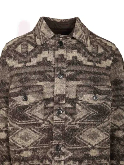 Isabel Marant Textured Wool-blend Jacket With Geometric Pattern In Brown