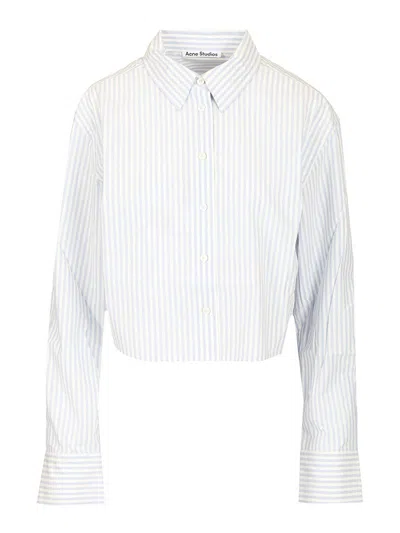 Acne Studios Striped Cropped Shirt In White