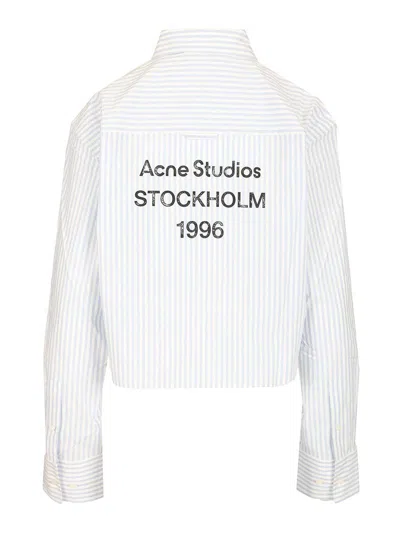 Acne Studios Striped Cropped Shirt In White